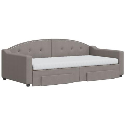 Divano Letto Estraibile Con Cassetti Tortora 100x200 Cm Tessuto - Foto 9