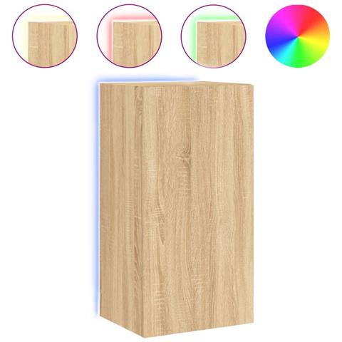 Mobile Tv A Parete Con Luci Led Rovere Sonoma 40,5x35x80 Cm - Foto 2