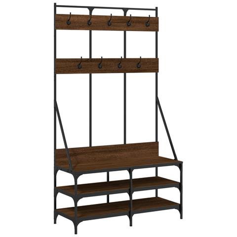 Appendiabiti Con Porta Scarpe Rovere Marrone 100x40x184 Cm - Foto 2