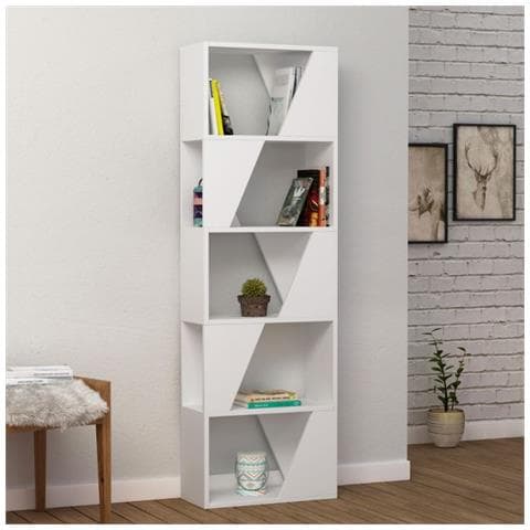 Libreria Frame Bianca 5 Ripiani 54x168 - Foto 1