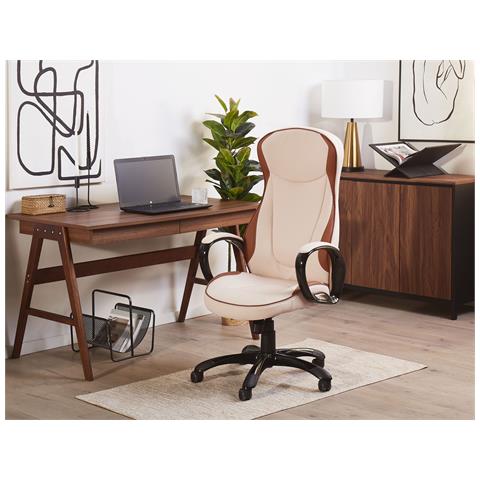 Poltrona Da Scrivania Felicity Pelle Sintetica Beige - Foto 1