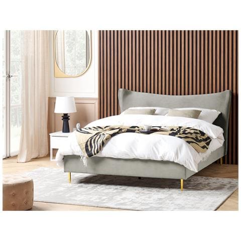 Letto Velluto Chaleix 180 X 200 Cm Grigio Chiaro - Foto 1