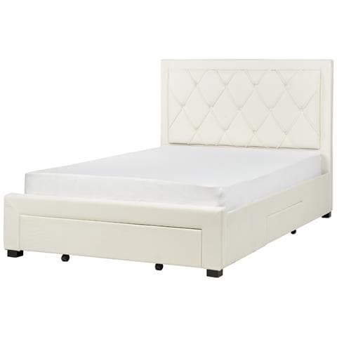 Letto Matrimoniale Con Contenitore Velluto Crema Chiaro 140 X 200 Cm Lievin - Foto 6