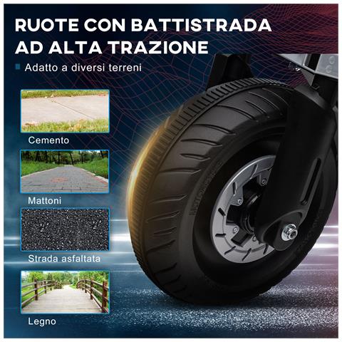 Moto Elettrica Per Bambini 3-5 Anni In Pp E Metallo Con Rotelle, Clacson E Musica, 86x44x58 Cm, Bianca E Nera - Foto 6