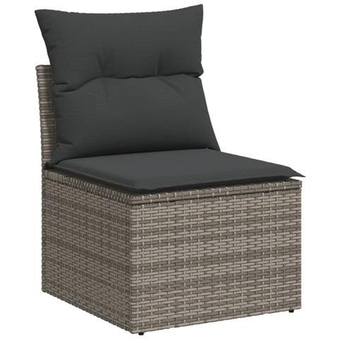 Set Divano da Giardino 6 pz con Cuscini Grigio in Polyrattan - Foto 2