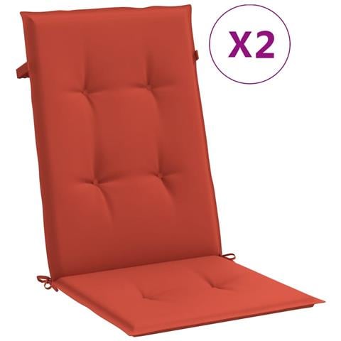 Cuscini Sedia Schiena Alta 2 Rosso Mélange 120x50x4 Tessuto - Foto 2