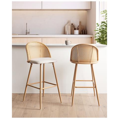 Set Di 2 Sedie Alte Cornell Metallo Marrone Chiaro - Foto 1