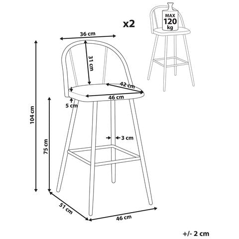 Set Di 2 Sedie Alte Cornell Metallo Marrone Chiaro - Foto 8