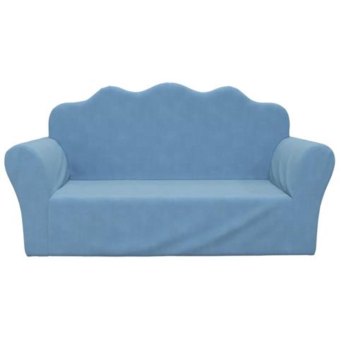 Divano per Bambini a 2 Posti Blu in Morbido Peluche - Foto 2
