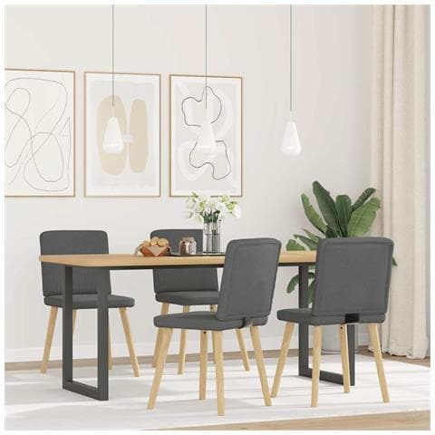 Sedie Da Pranzo 4 Pz Grigio Scuro In Tessuto - Foto 1