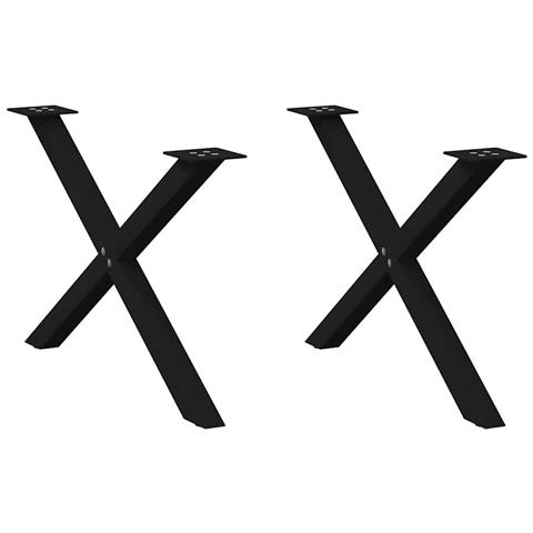 Gambe Tavolo Pranzo A Forma Di X 2 Pz Nero 70x(42-43)cm Acciaio - Foto 1
