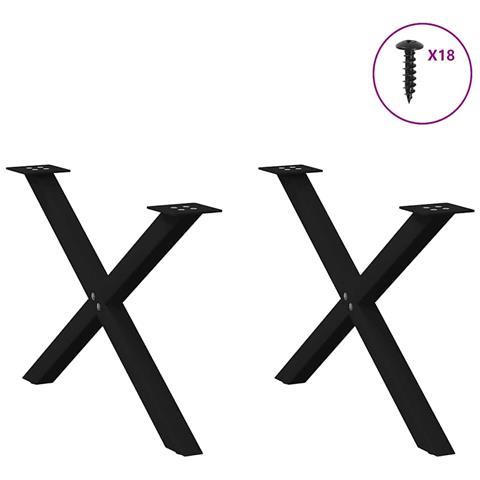 Gambe Tavolo Pranzo A Forma Di X 2 Pz Nero 70x(42-43)cm Acciaio - Foto 3