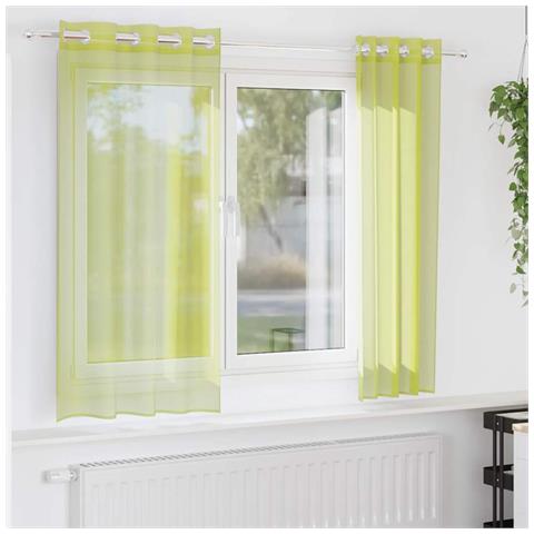 Tende In Voile Con Occhielli 2 Pz Verde Mela 140x175 Cm - Foto 1