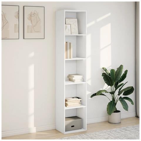 Libreria Bianca 40x30x189 Cm In Legno Multistrato - Foto 3