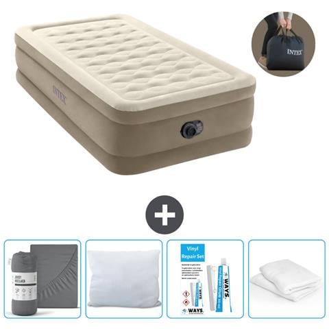 Set Materassino Gonfiabile - 191x99x46 Cm - Beige - Include Accessori Coordinati - Foto 1