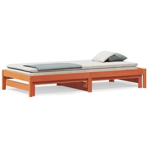 Lusso Casadino - Divano Con Letto Estraibile Marrone Cera 80x200cm Massello Pino - Foto 1