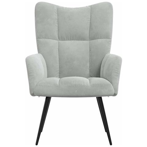 Lusso Casadino -  Sedia Relax Grigio Chiaro In Velluto - Foto 2