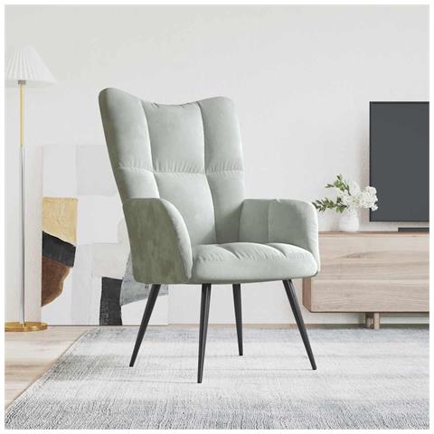 Lusso Casadino -  Sedia Relax Grigio Chiaro In Velluto - Foto 8