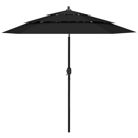 Ombrellone A Sbalzo 3 Livelli Palo Alluminio 2,5 M Nero - Foto 2