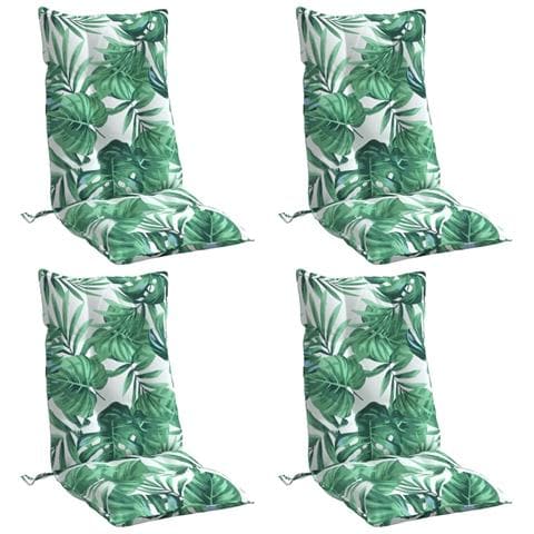 Cuscini Sedia Schienale Alto 4 Pz Motivo Foglie Tessuto Oxford - Foto 2