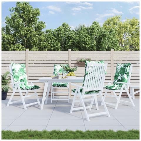 Cuscini Sedia Schienale Alto 4 Pz Motivo Foglie Tessuto Oxford - Foto 8