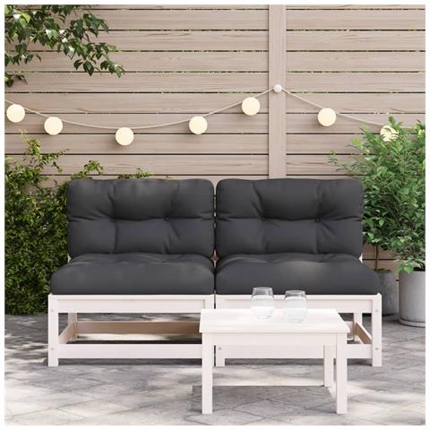 Lusso Casadino - Divani Giardino Senza Braccioli Con Cuscini 2 Pz Pino Bianco - Foto 2