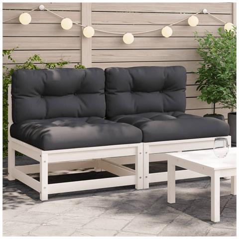 Lusso Casadino - Divani Giardino Senza Braccioli Con Cuscini 2 Pz Pino Bianco - Foto 8