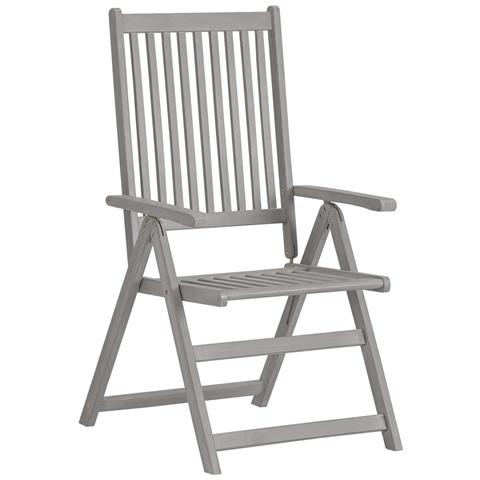 Sedie Reclinabili Da Giardino 4 Pz Grigie In Massello Di Acacia - Foto 1