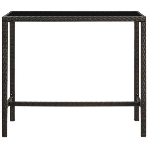 Tavolo Da Bar Per Esterni Marrone 130x60x110cm Polyrattan Vetro - Foto 1