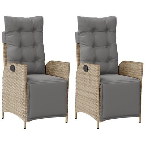 Sedie da Giardino Reclinabili 2 pz con Poggiapiedi Polyrattan - Foto 1