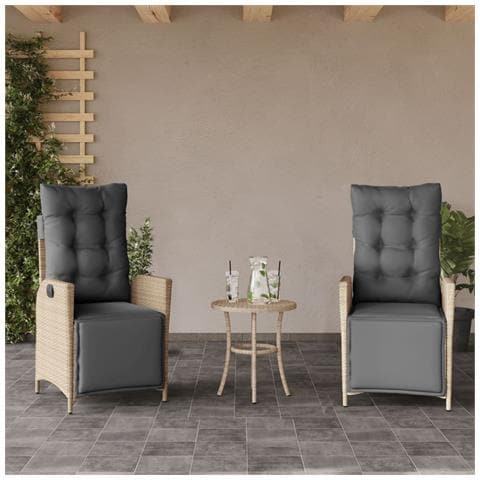 Sedie da Giardino Reclinabili 2 pz con Poggiapiedi Polyrattan - Foto 2