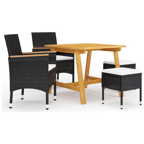 Set Mobili da Pranzo per Giardino 5 pz Nero - Foto 1