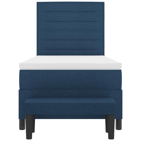 Letto con Box Spring con Materasso e Panchina Blu 90x200 cm Tessuto - Foto 9