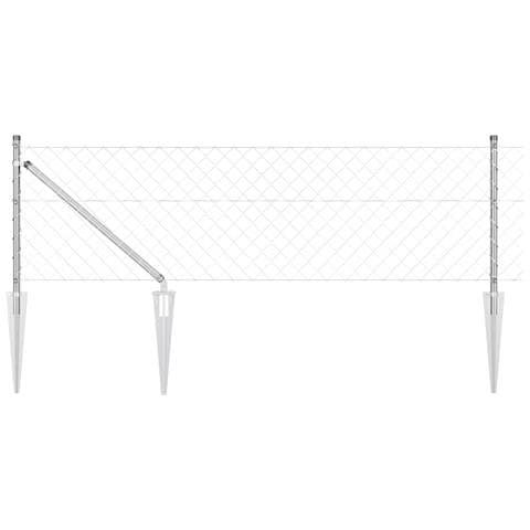 Recinzione in rete metallica con 7 pali a picco 0.4x10 m Acciaio galvanizzato - Foto 1