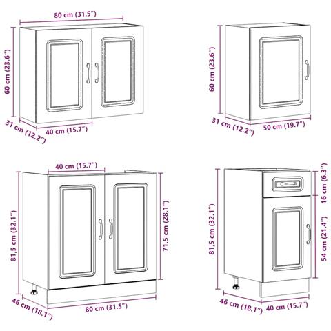Set Mobili da Cucina 7 pz Kalmar Rovere Sonoma in Truciolato - Foto 9