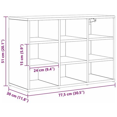 Scarpiera Legno vecchio 77.5 x 30 x 51 cm Legno multistrato - Foto 9