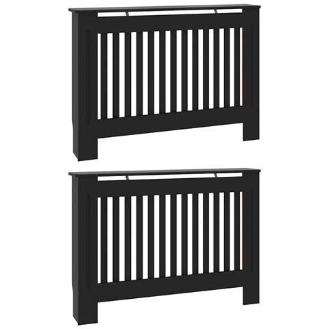 Copertura per radiatori 2 pcs Nero 112 x 19 x 81.5 cm - Foto 1