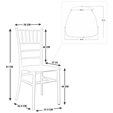 Sedia Chiavarina In Polipropilene Bianco Monoblocco Con Cuscino Antiscivolo - Foto 5