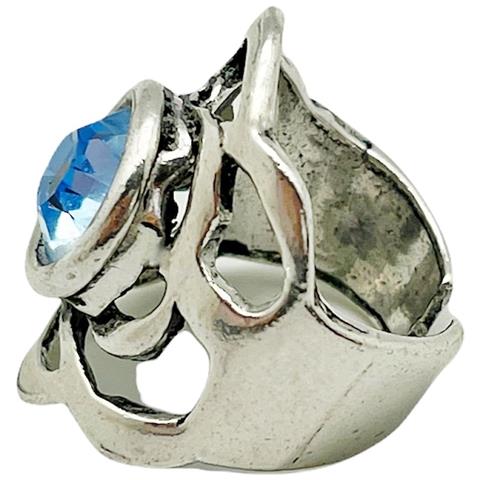 Anello A Nido D'ape Con Cristallo Sw Blu - Foto 4