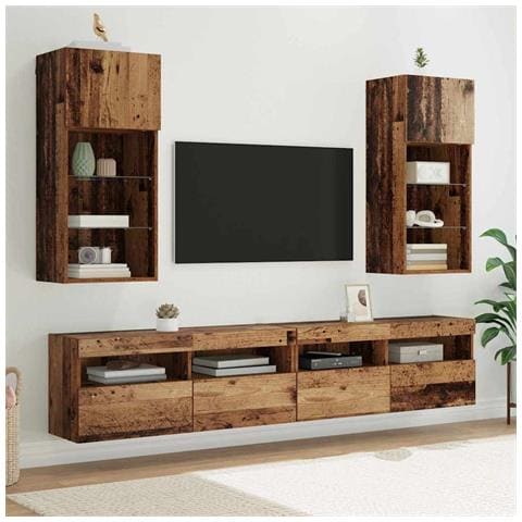 Mobiletti TV a parete 2 pcs Legno vecchio 40,5 x 30 x 90 cm - Foto 2