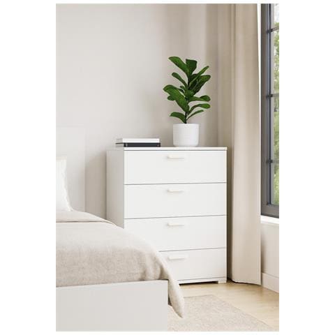 Salimbene - Cassettiera 4 Cassetti, 70x39x98h Cm Bianco - Foto 3