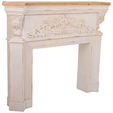 Cornice Per Camino In Legno Intagliato Decorativa 142x32x110h Cm - Foto 1