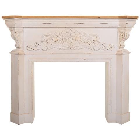 Cornice Per Camino In Legno Intagliato Decorativa 142x32x110h Cm - Foto 2