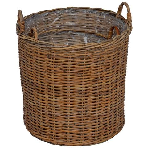 Cestino per piante con archiviazione 2 pcs Marrone Rattan Lacak - Foto 9