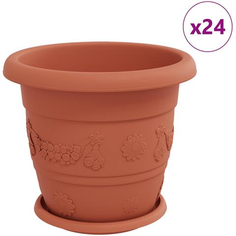 Vasi per Piante 24 pcs Rosso Mattone Ø 26 x 21.5 cm Plastica - Foto 1