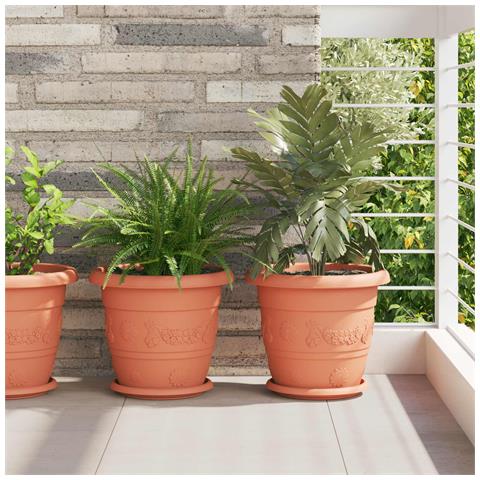 Vasi per Piante 24 pcs Rosso Mattone Ø 26 x 21.5 cm Plastica - Foto 2