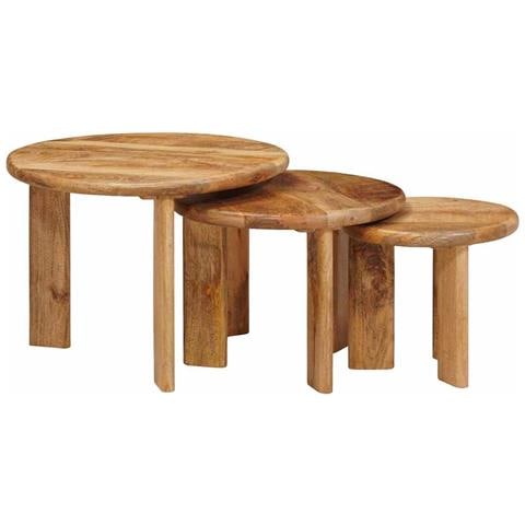 Tavoli da Caffè Nido 3 pcs Marrone Legno di mango massello - Foto 2