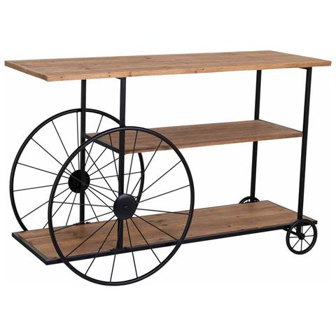 Console In Legno E Metallo Laccato Nero Con 2 Ripiani 120x42x78h Cm - Foto 1