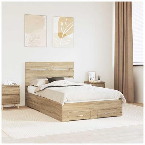 Struttura del letto con cassetto Rovere Sonoma 135 x 190 cm - Foto 2