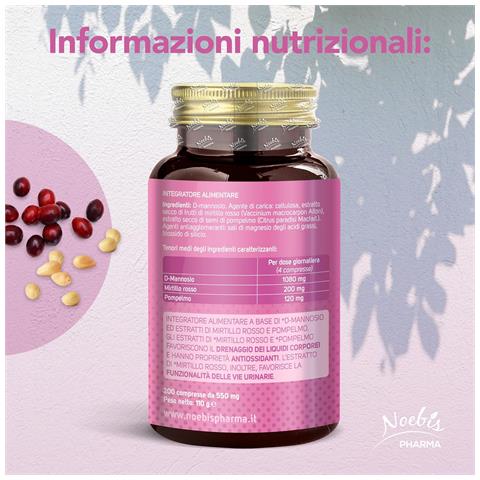 Cistimann 200 Compresse - D-Mannosio, Mirtillo Rosso e Semi di Pompelmo - Benessere Vie Urinarie e Drenaggio dei Liquidi (Confezione sestupla) - Foto 2